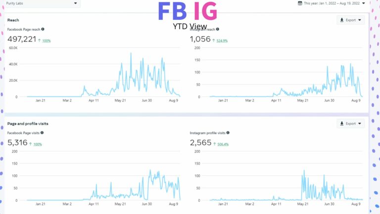Purity Labs Facebook and Instagram social media growth