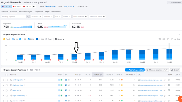 True Treats SEO growth